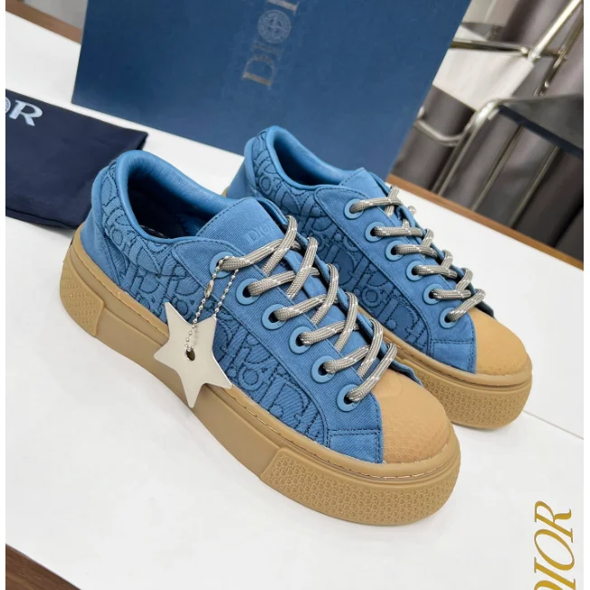 Dior Dior Saddle Blue Canvas Sneakers Blue - 1