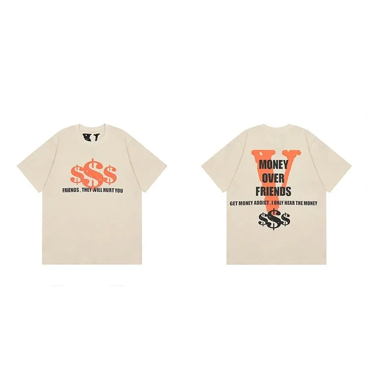 VLONE Unisex Beige 'Money Over Friends' T-Shirt Beige - 1