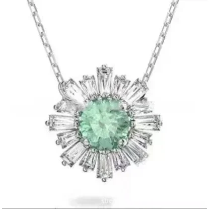 Other Necklace with Green Gemstone and Diamond Accents Green - 1