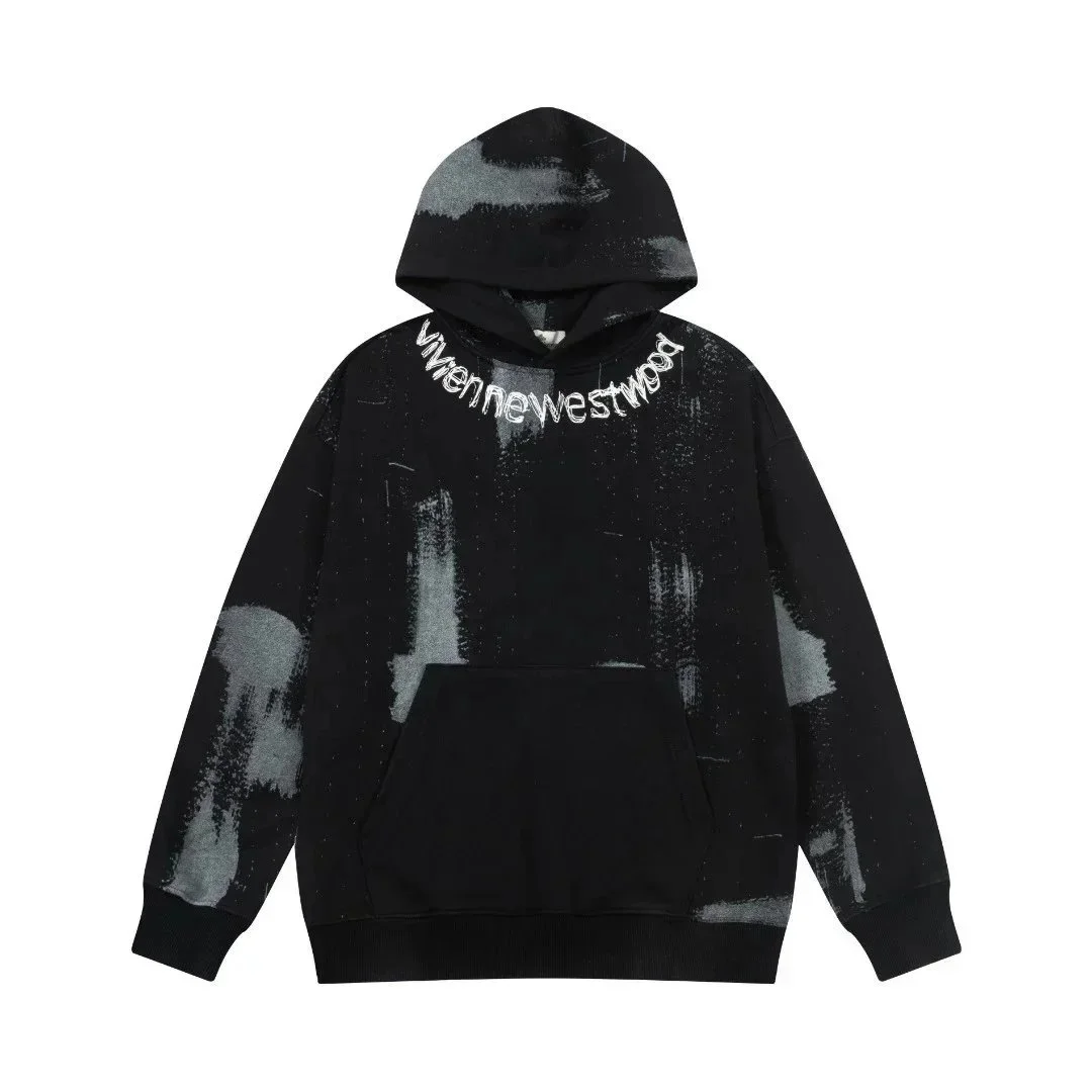Vivienne Westwood Vivienne Westwood Orb Black Hoodie with Paint Splatter Black - 1