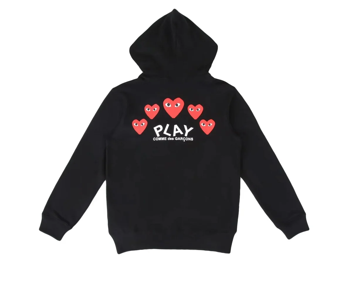 Comme des Garçons Comme des Garçons Play Black Hoodie with Red Hearts Black - 1