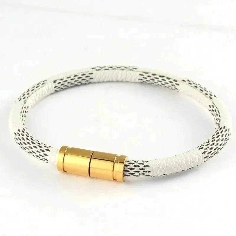 Other White Leather Rope Bracelet with Gold Clasp White - 1