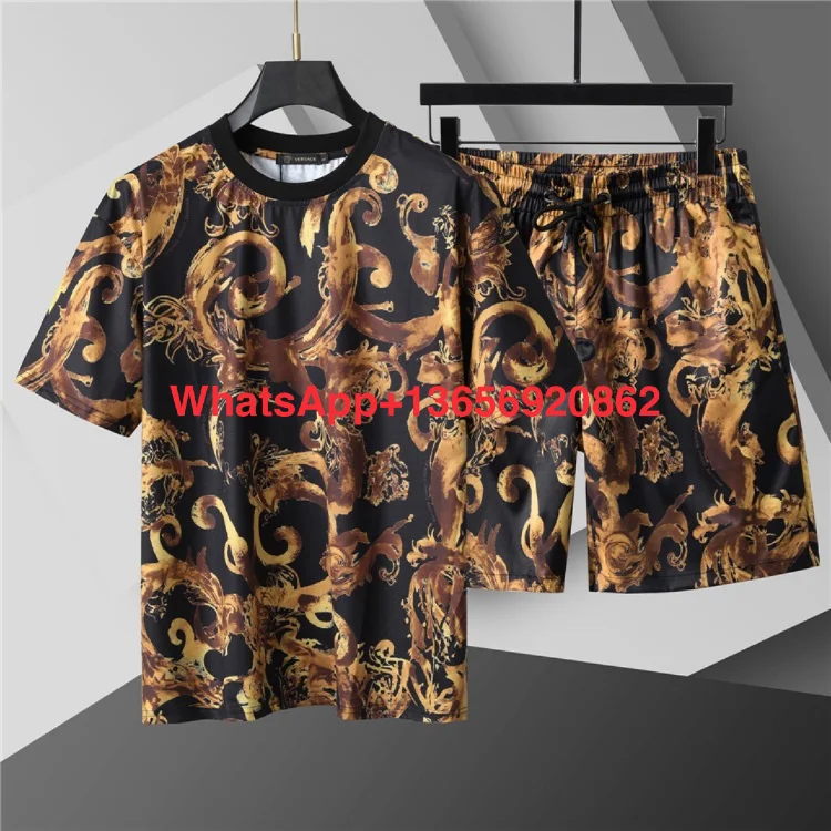 Other Unisex Baroque Print Set: T-Shirt & Shorts Black - 1
