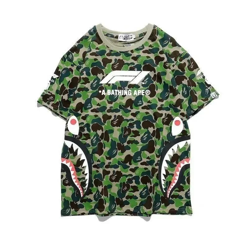 A Bathing Ape A Bathing Ape ABC Camo Shark Hoodie Green T-Shirt Green - 1