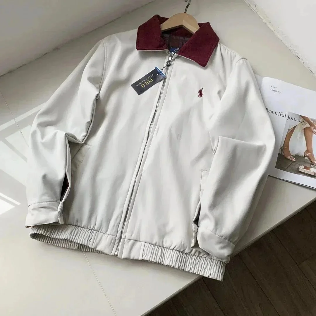 Polo Ralph Lauren Polo Ralph Lauren Big Pony White Jacket with Burgundy Collar White - 1