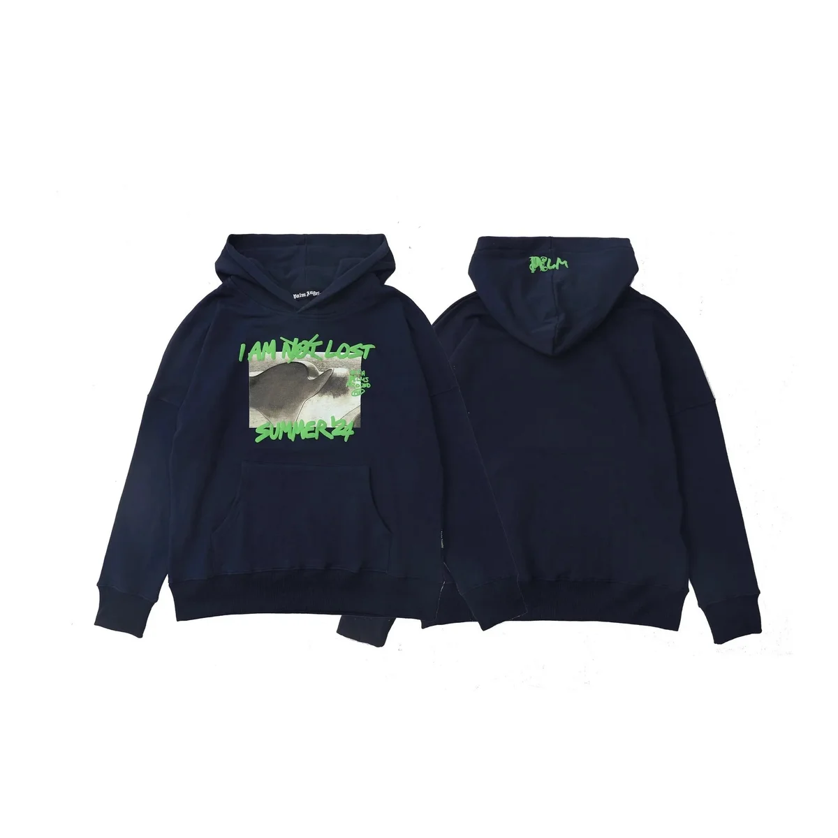 Palm Angels Palm Angels Bear Navy Hoodie with Green Graphic Navy - 1