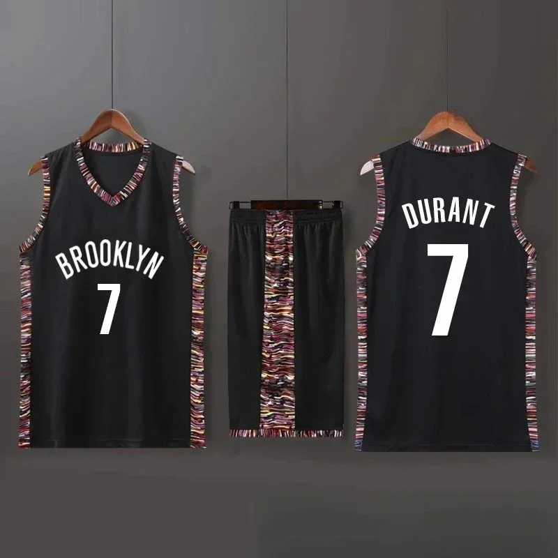 Other Black Brooklyn Nets #7 Durant Jersey Set Black - 1