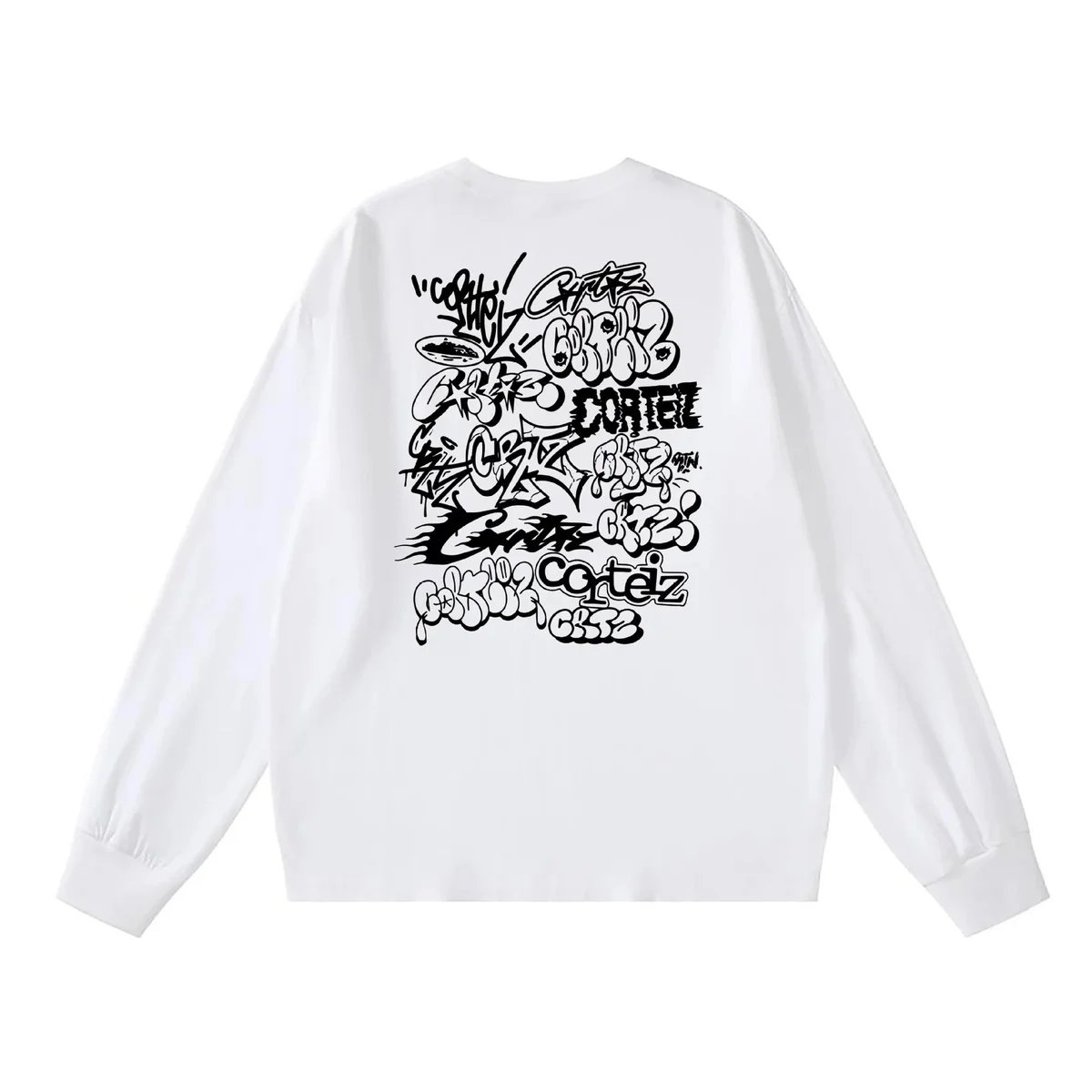 Corteiz Corteiz RTW Graffiti Print Long Sleeve T-Shirt White White - 1