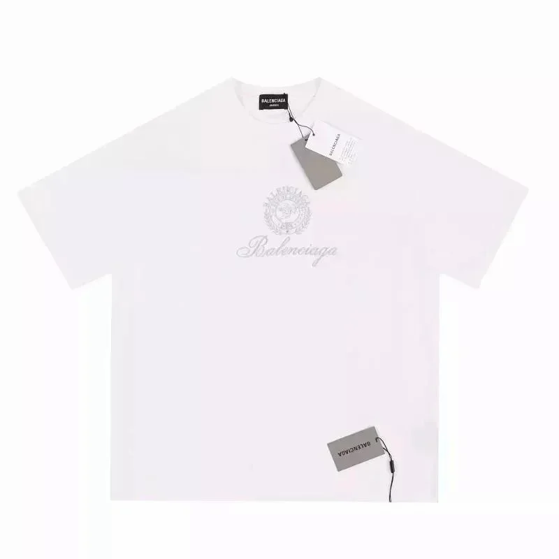 Balenciaga Balenciaga White Logo Embroidered T-Shirt White - 1