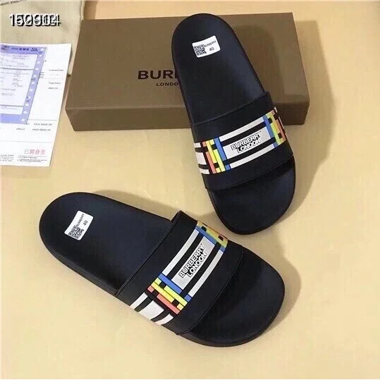 Burberry Burberry Black Multi-Color Stripe Slippers Black - 1