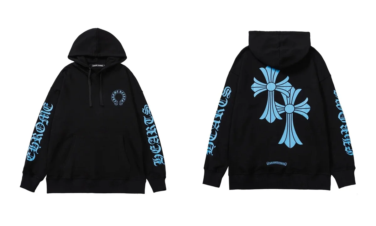 Chrome Hearts Chrome Hearts Black Blue Cross Hoodie Black - 1