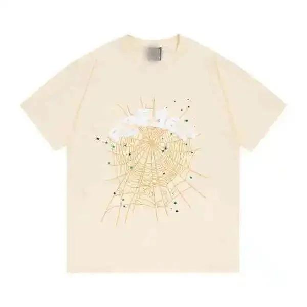 Other Unisex Beige Spider Web Print T-Shirt Beige - 1