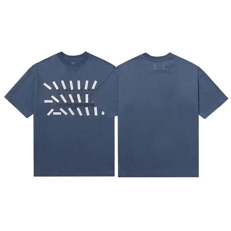 Maison Margiela Blue T-Shirt with White Graphic