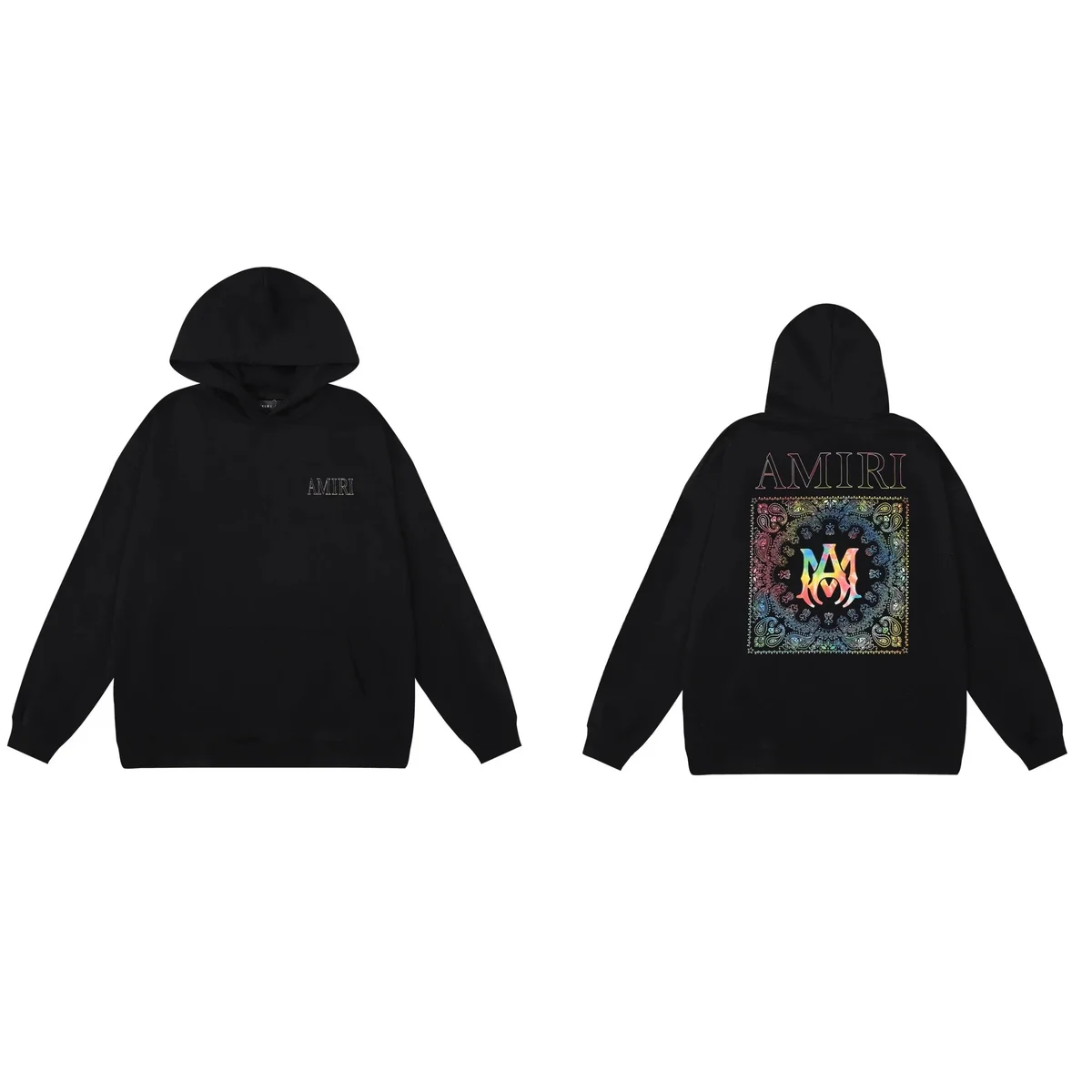 Amiri Amiri Black Oversized Hoodie with Mandala Print Black - 1