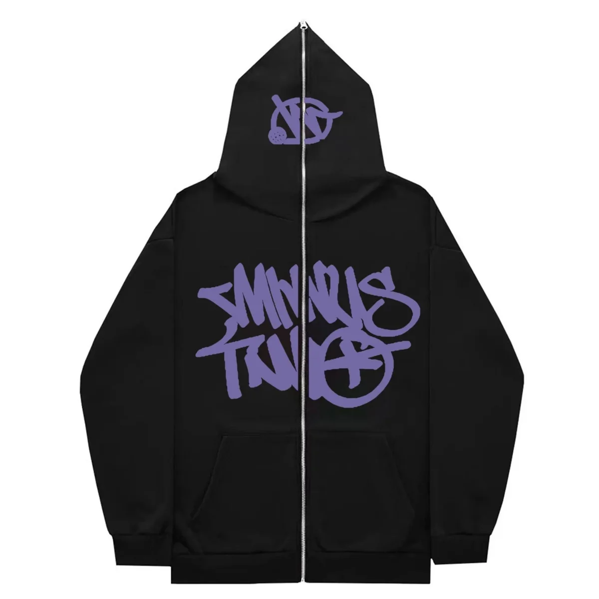 Other Black Purple Graffiti Zip-Up Hoodie Black - 1