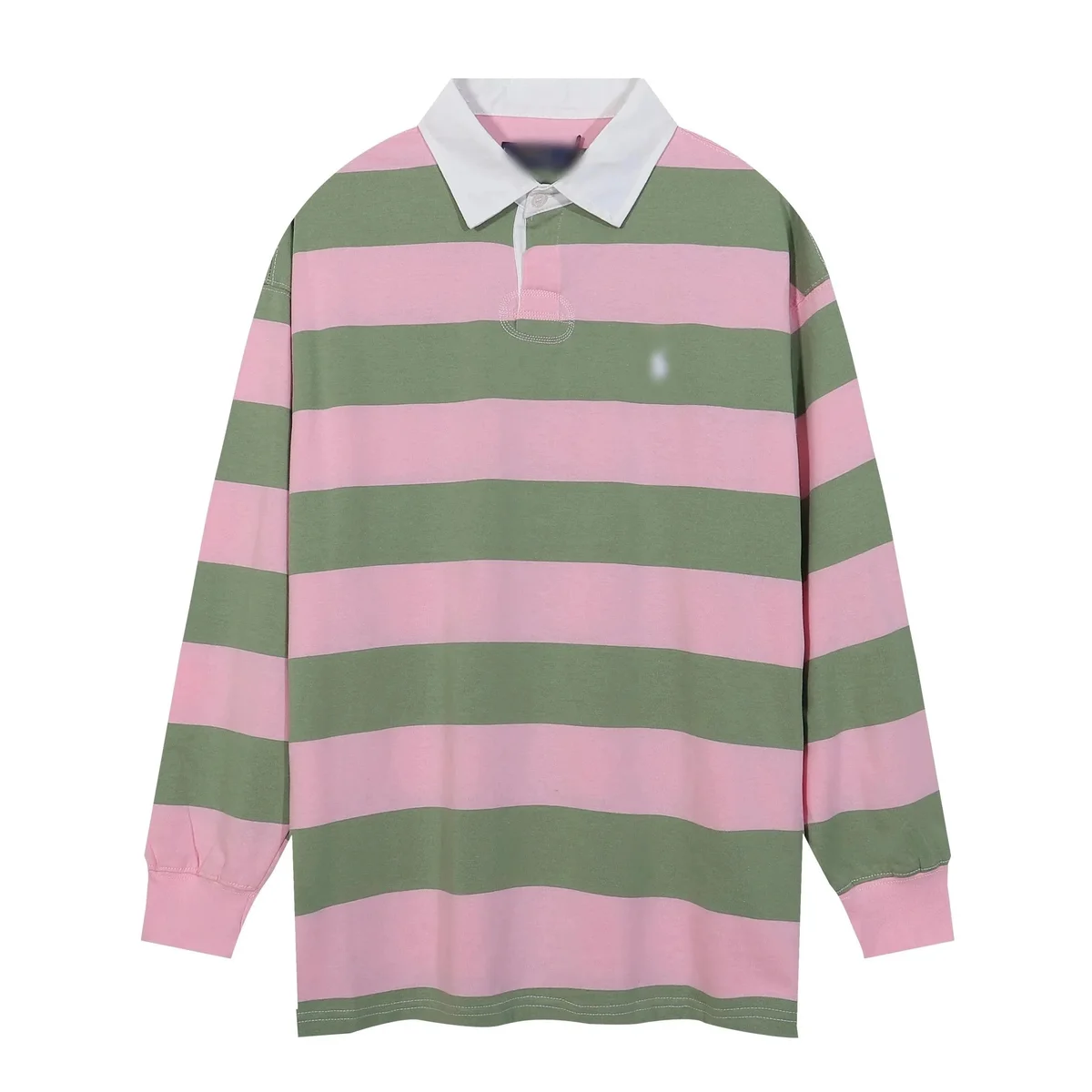 Other Striped Long Sleeve Polo Shirt in Pink and Green Pink - 1
