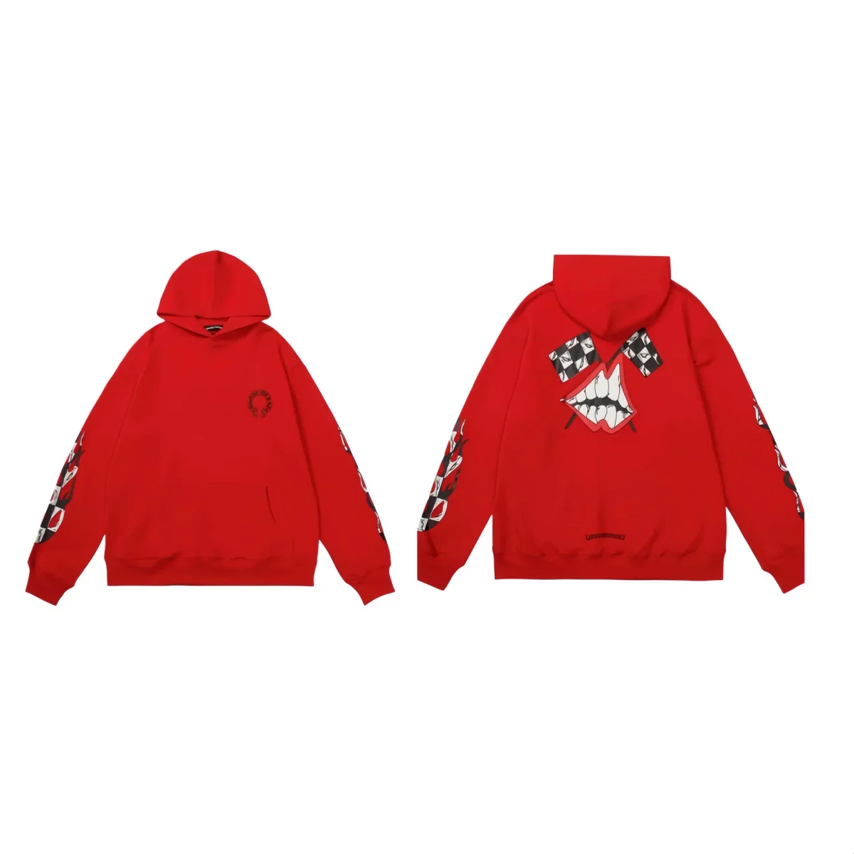Chrome Hearts Unisex Red Graphic Print Hoodie Red - 1