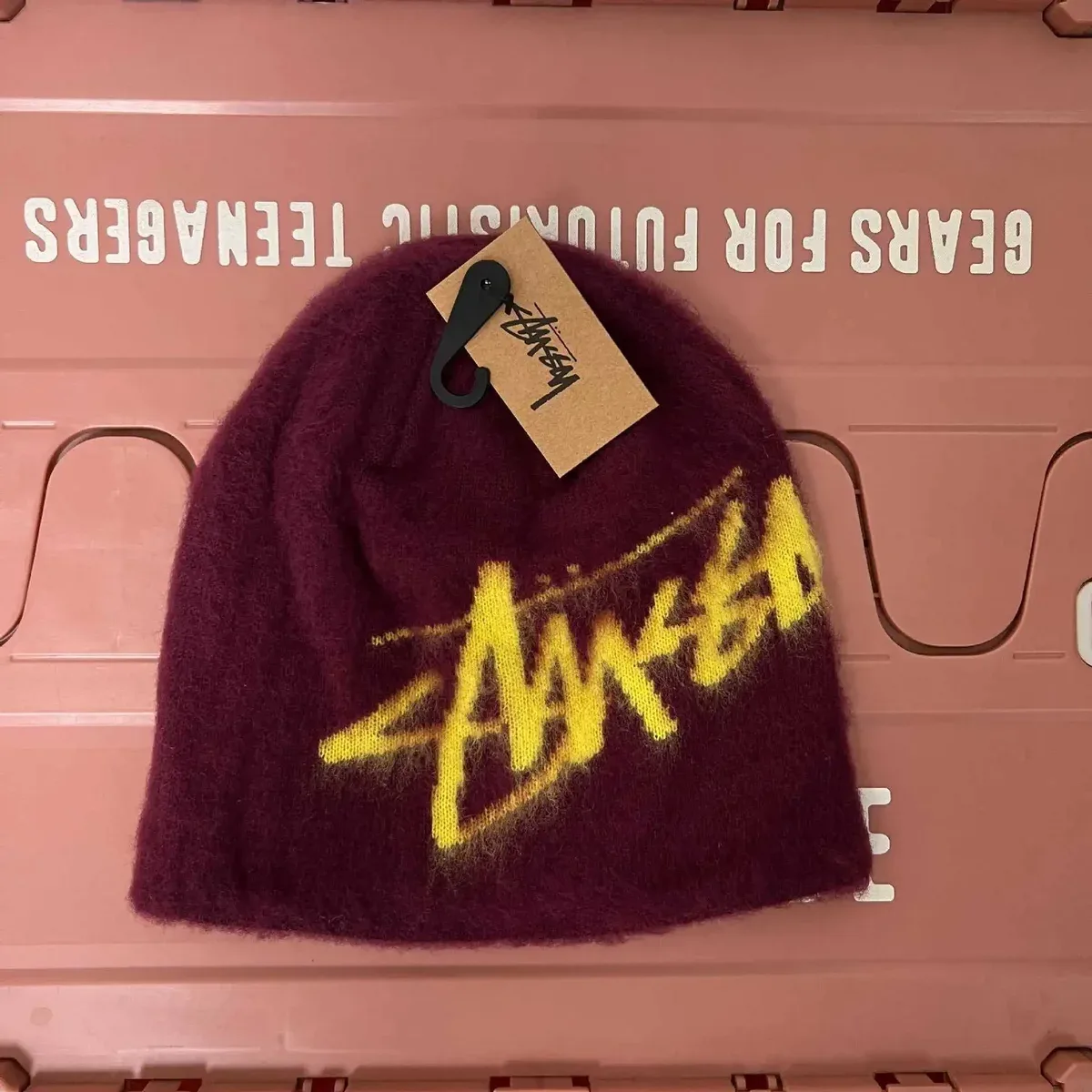 Stussy Stussy Burgundy Yellow Logo Beanie Yellow - 1
