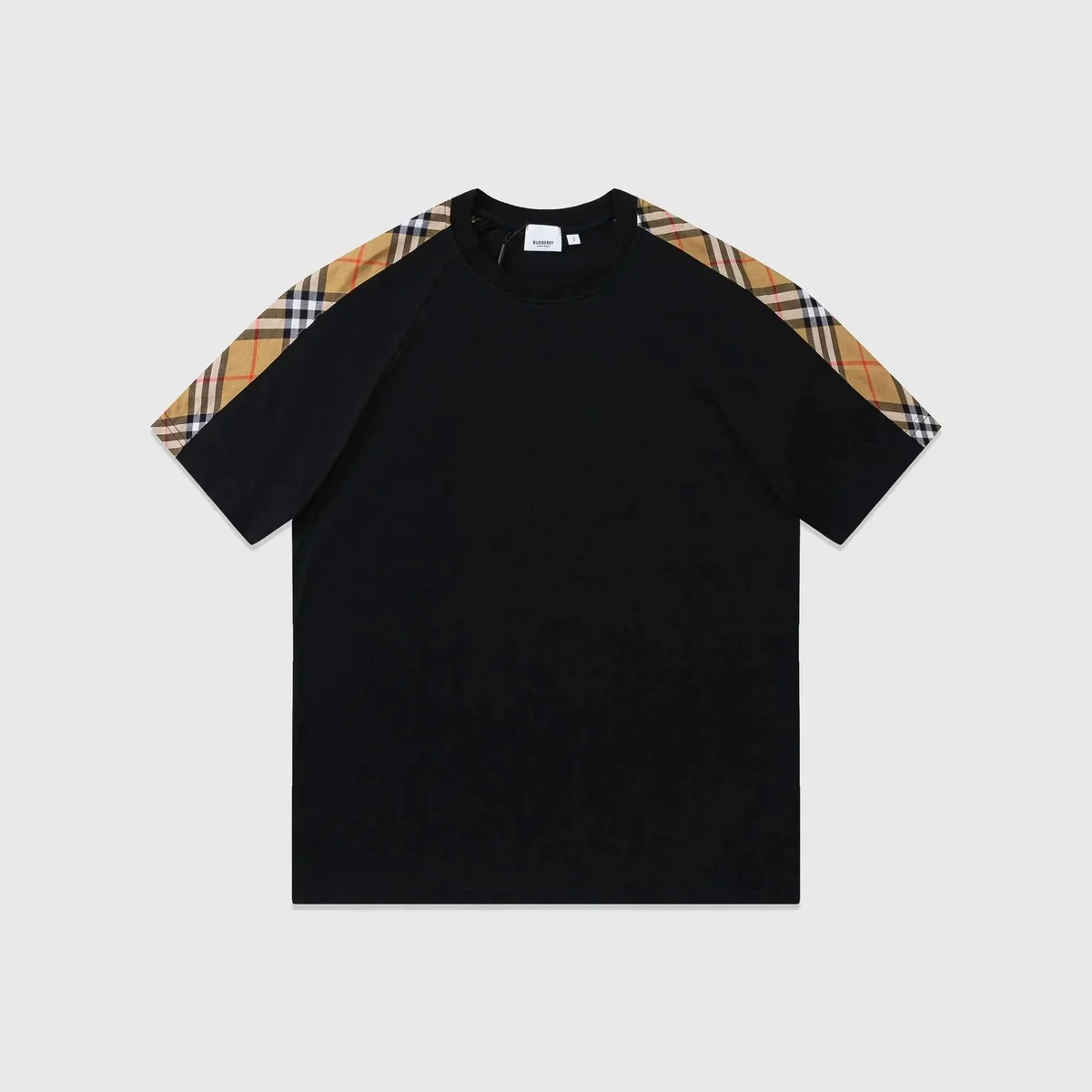 Burberry Burberry Black T-Shirt with Vintage Check Sleeves Black - 1