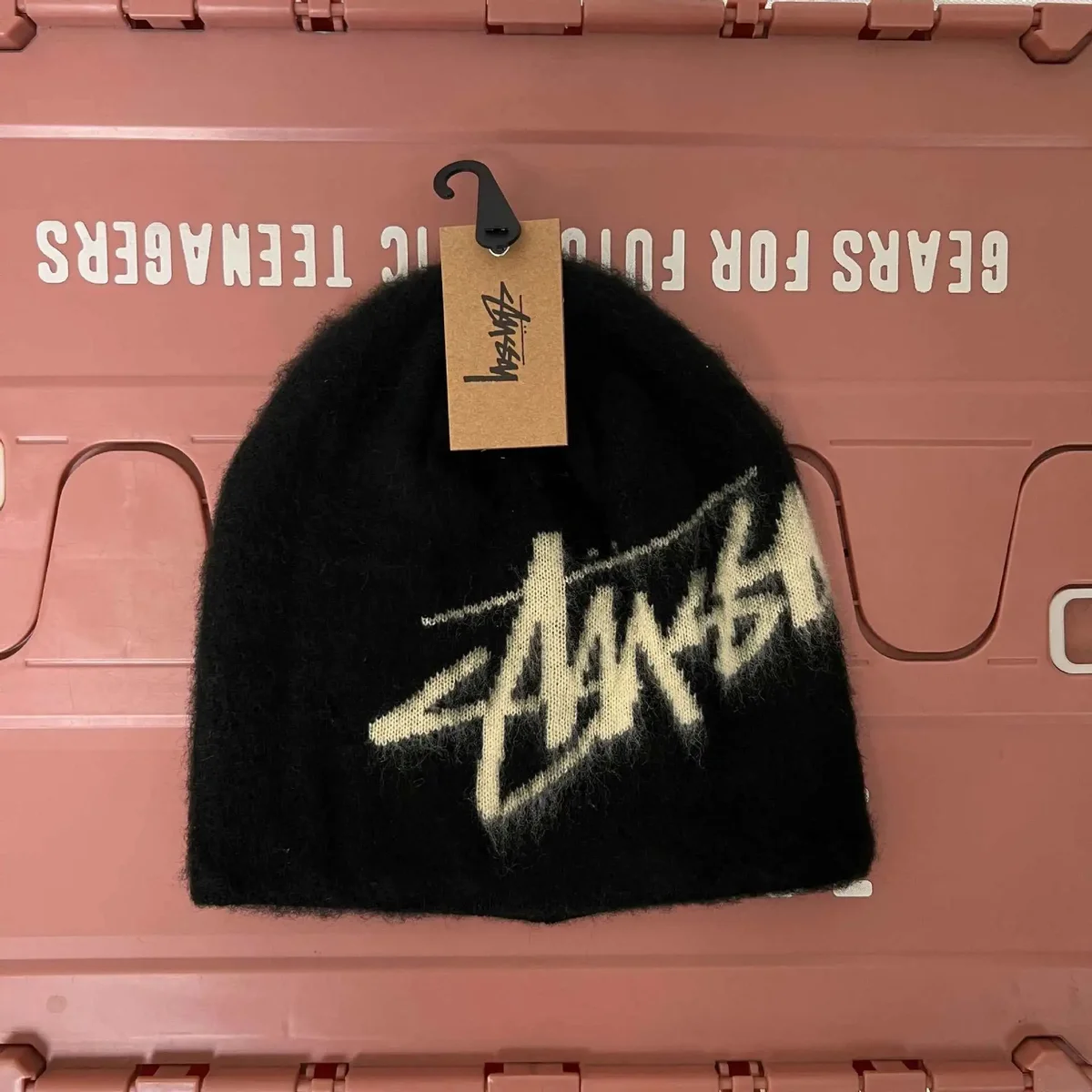 Stussy Stussy Black & White Logo Beanie Black - 1
