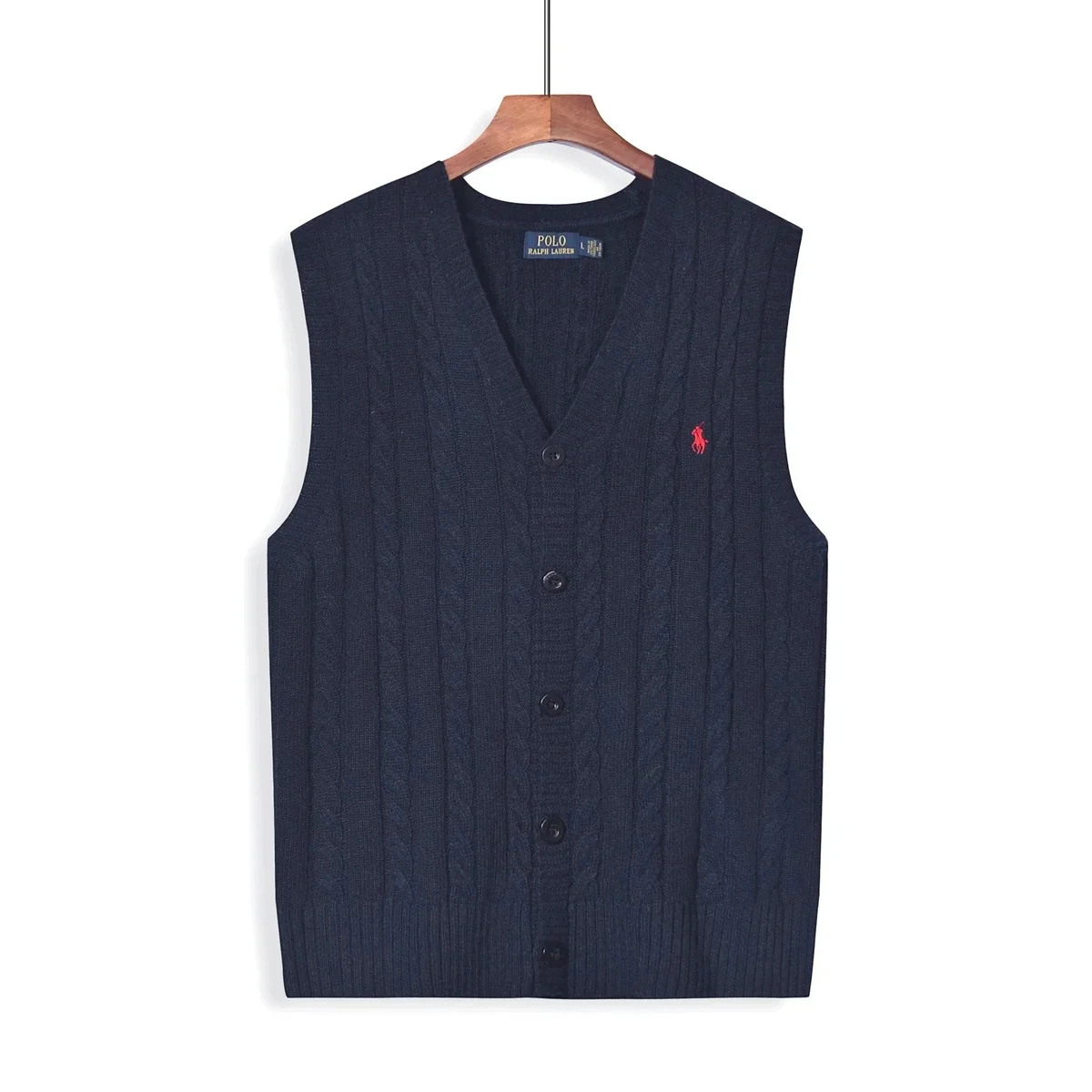 Polo Ralph Lauren Polo Ralph Lauren Navy Cable Knit V-neck Sweater Vest Navy - 1