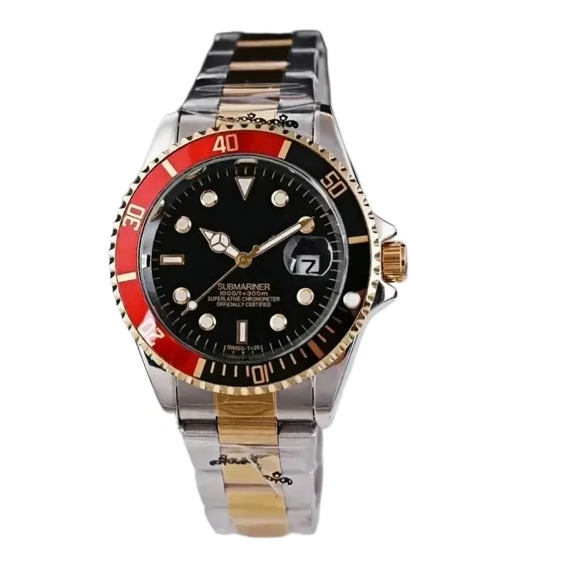 Other Unisex Submariner Style Watch with Red Bezel Black - 1