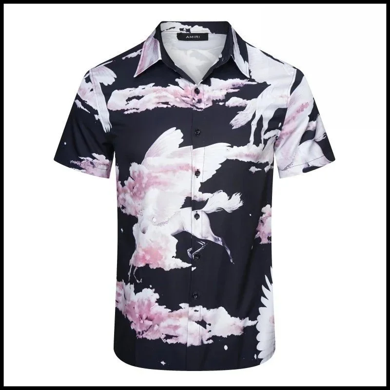 Amiri Amiri Pegasus Print Short Sleeve Shirt Black/White Black - 1