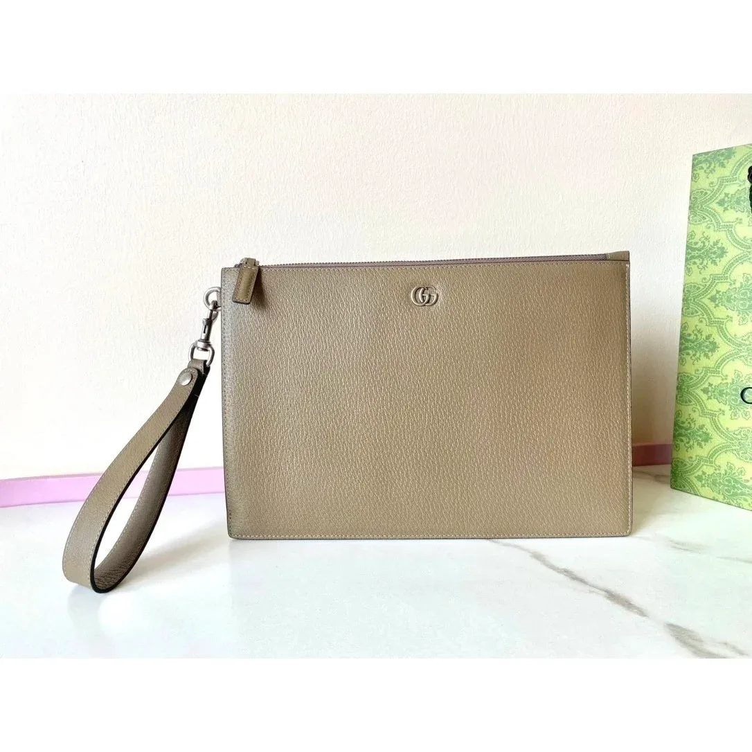 Gucci Gucci GG Leather Clutch Bag Beige Beige - 1