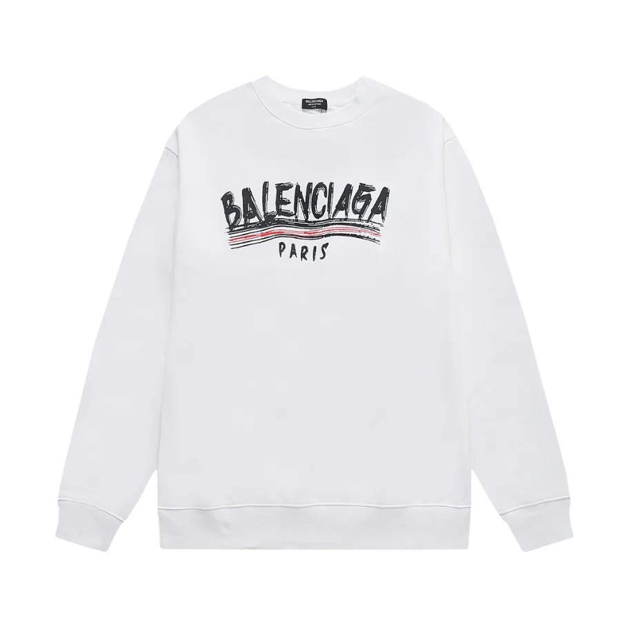 Balenciaga Balenciaga White Logo Print Crewneck Sweatshirt White - 1