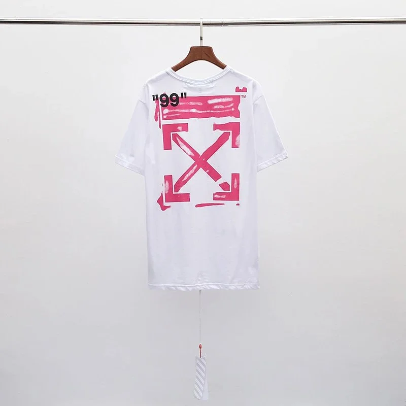 Off-White Off-White Out Of Office White T-Shirt with Pink Arrows White - 1