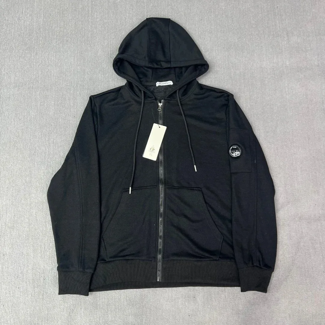 CP Company CP Company Black Hoodie with Lens Logo Hooded Sweatshirt Black - 1