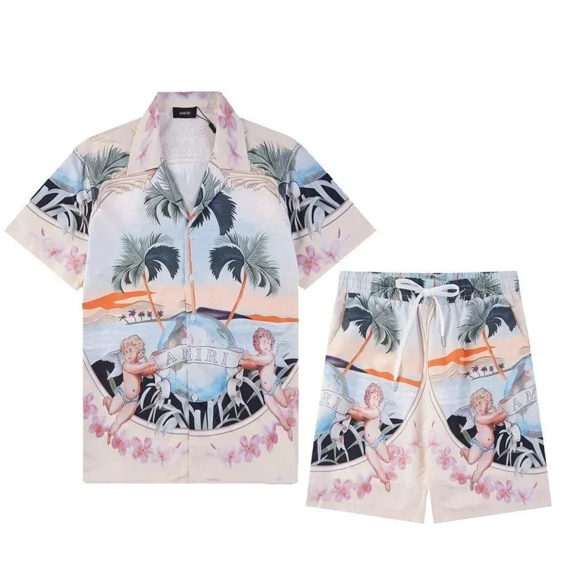 Amiri Amiri Tropical Print Shorts Set Beige Beige - 1