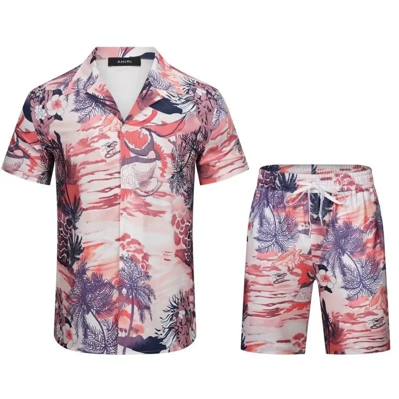 Amiri Amiri Tropical Print Co-ord Set Pink/Blue Shorts & Shirt Pink - 1