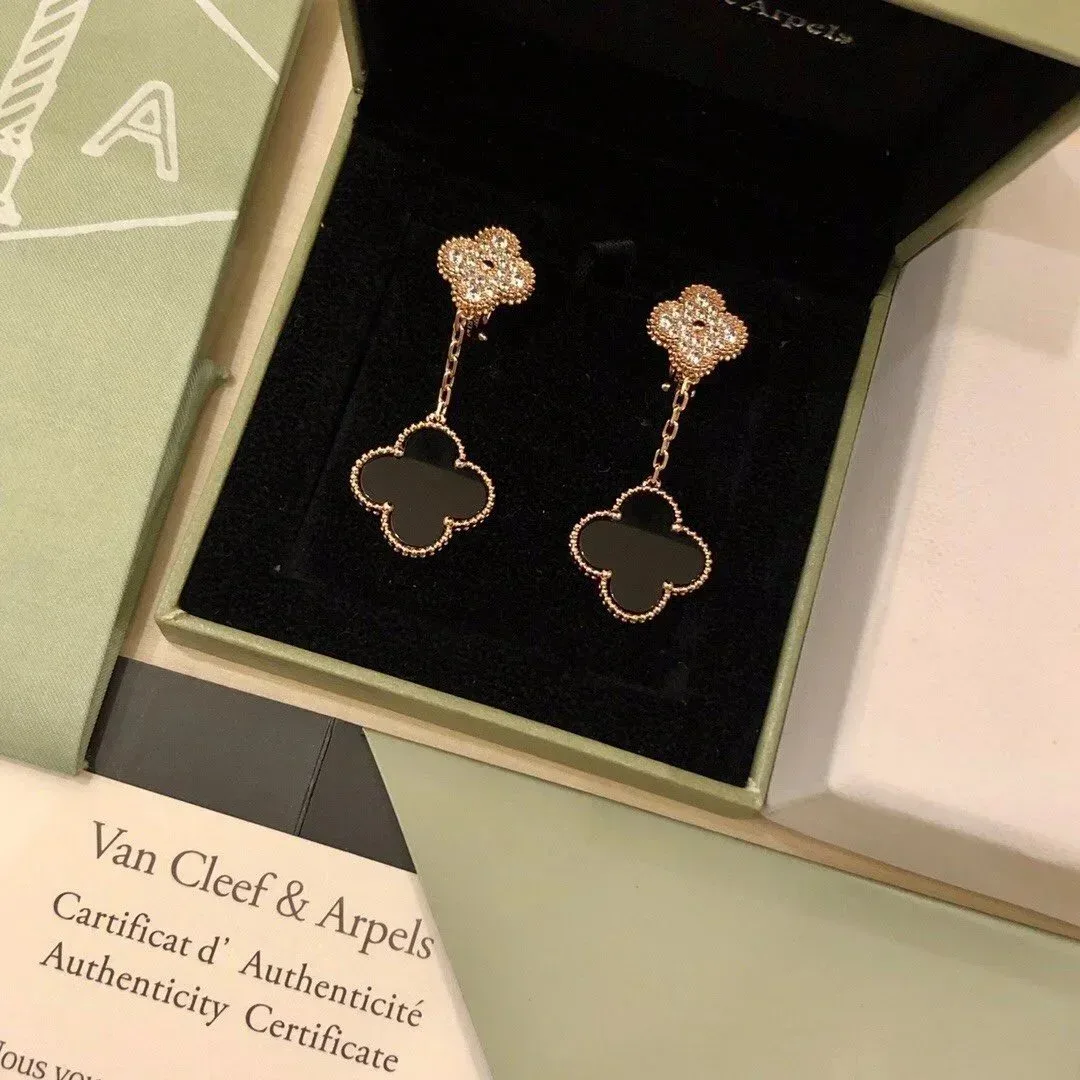 Van Cleef & Arpels Van Cleef & Arpels Alhambra Earrings Rose Gold Black Gold - 1