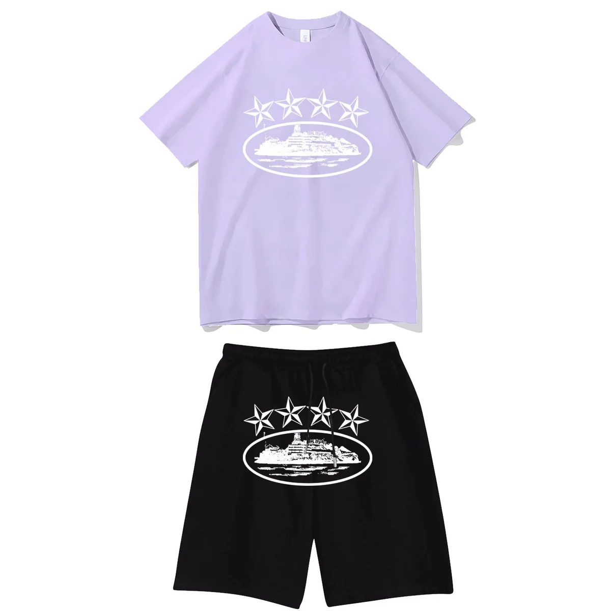 Other Co-ord Set with Star & Ship Print in Lavender and Black Black - 1