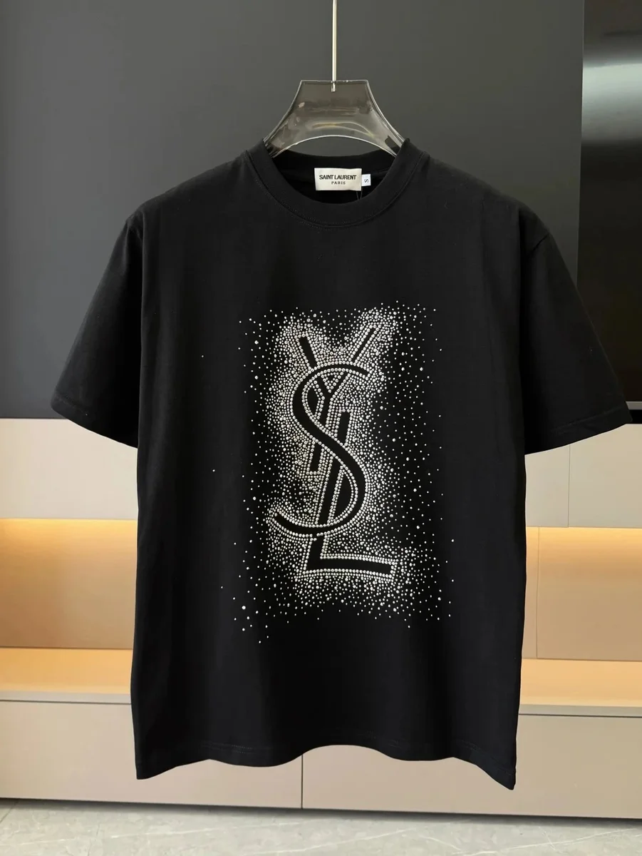 Saint Laurent Saint Laurent Black YSL Logo T-Shirt Black - 1