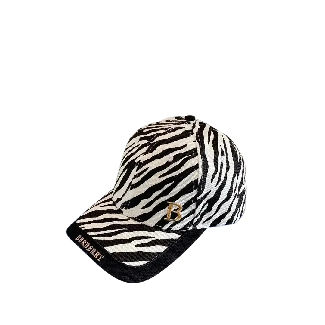 Burberry Burberry Zebra Print Cap with 'B' Logo Black - 1