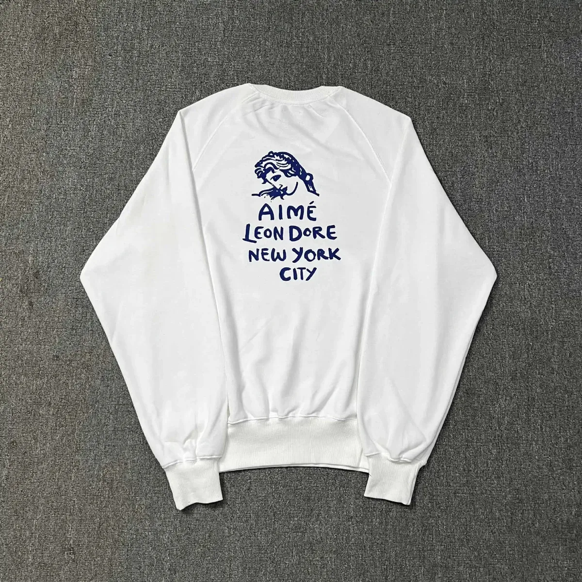 Aimé Leon Dore Aimé Leon Dore White Crewneck Sweatshirt with Blue Graphic White - 1