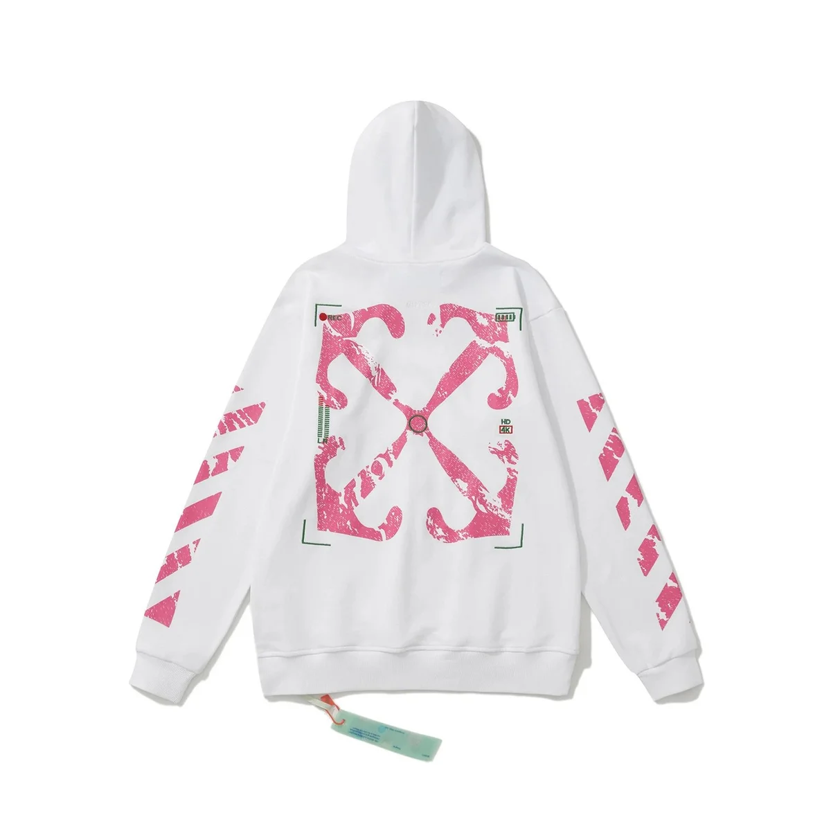 Off-White Off-White Out Of Office White Hoodie with Pink Graphic White - 1