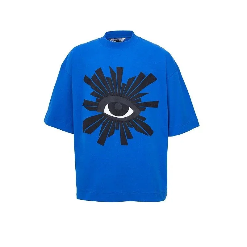 Rick Owens Rick Owens Eye Print Oversized T-Shirt Blue Blue - 1