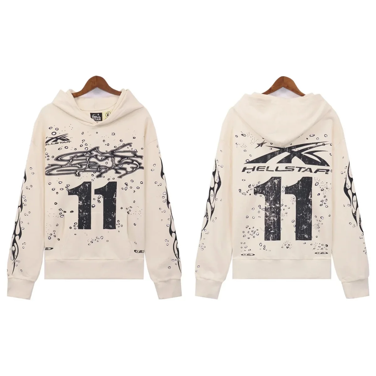 Hellstar Hellstar Studios Cream Hoodie with Tribal Print Cream - 1