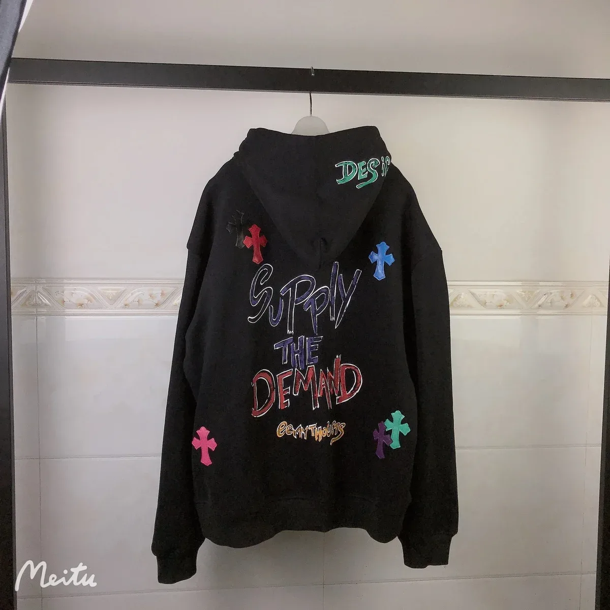 Other Black Supply the Demand Hoodie with Colorful Crosses Black - 1