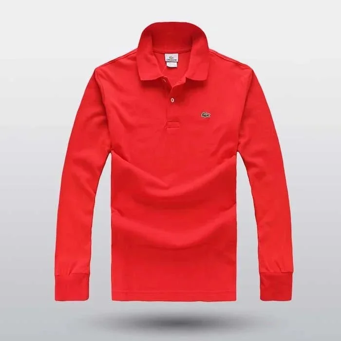 Lacoste Lacoste Red Long Sleeve Polo Shirt Red - 1