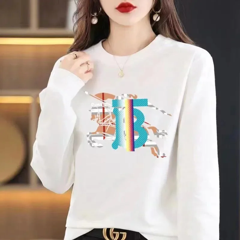 Burberry Burberry White Horse & TB Logo Long Sleeve T-Shirt White - 1