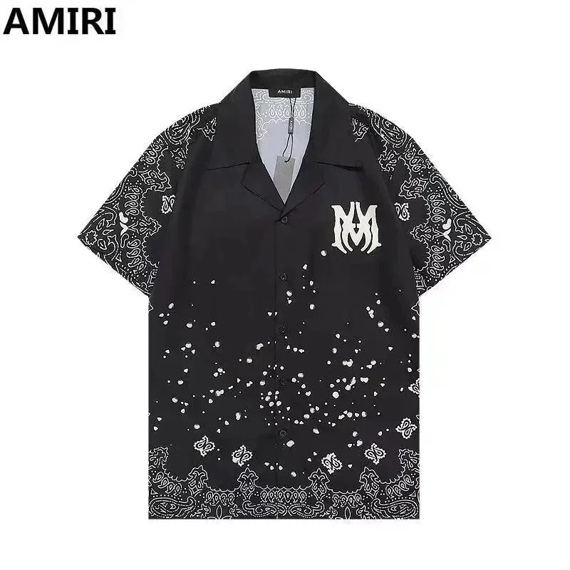 Amiri Amiri Bandana Print Short Sleeve Shirt Black Black - 1