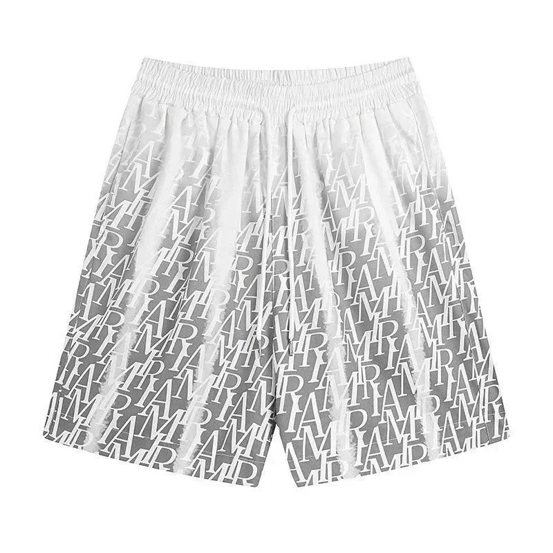 Amiri Printed Shorts with All-over Logo Pattern Grey - 1
