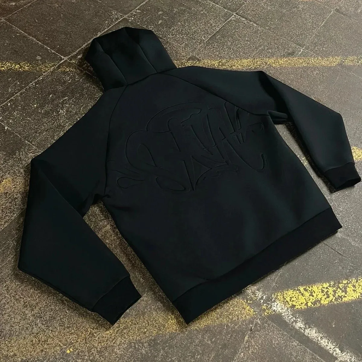 Saint Laurent Black Embossed Graphic Hoodie Black - 1