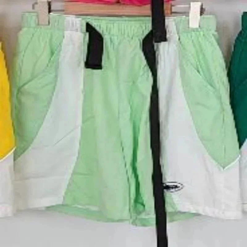Essentials Light Green & White Panelled Shorts Green - 1