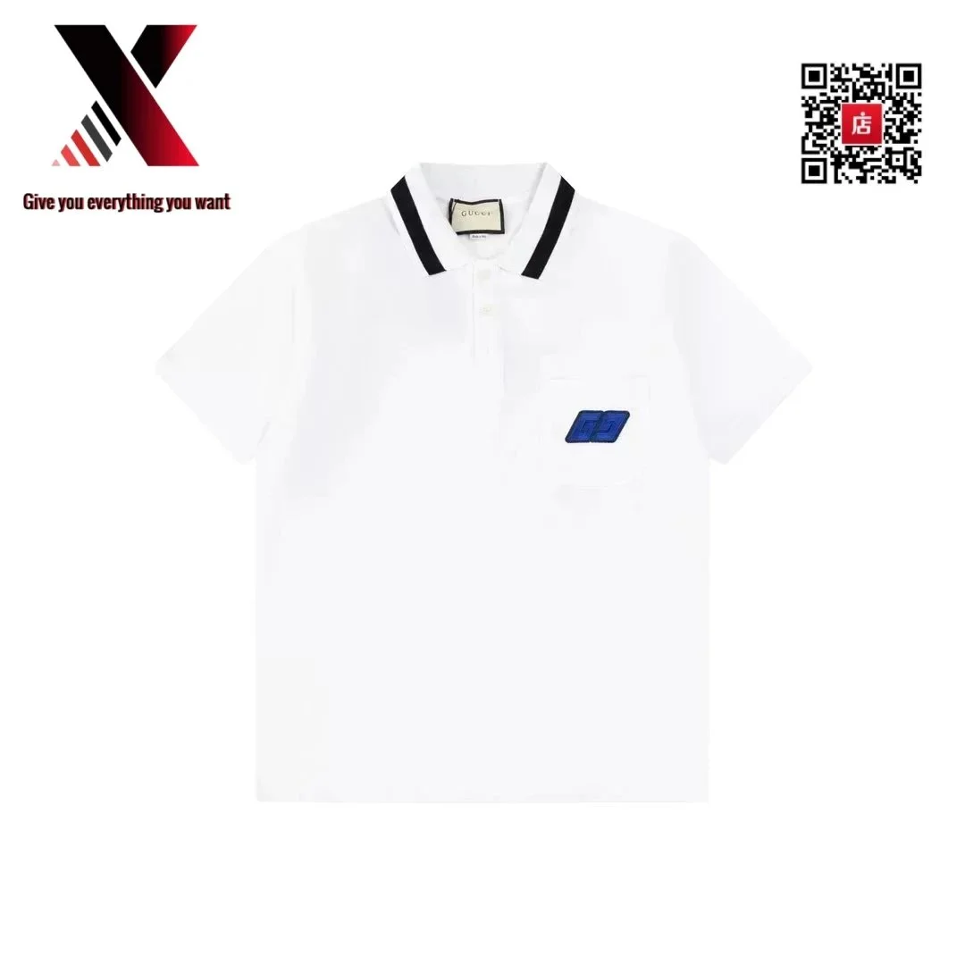 Gucci Gucci White Polo Shirt with Blue GG Patch White - 1
