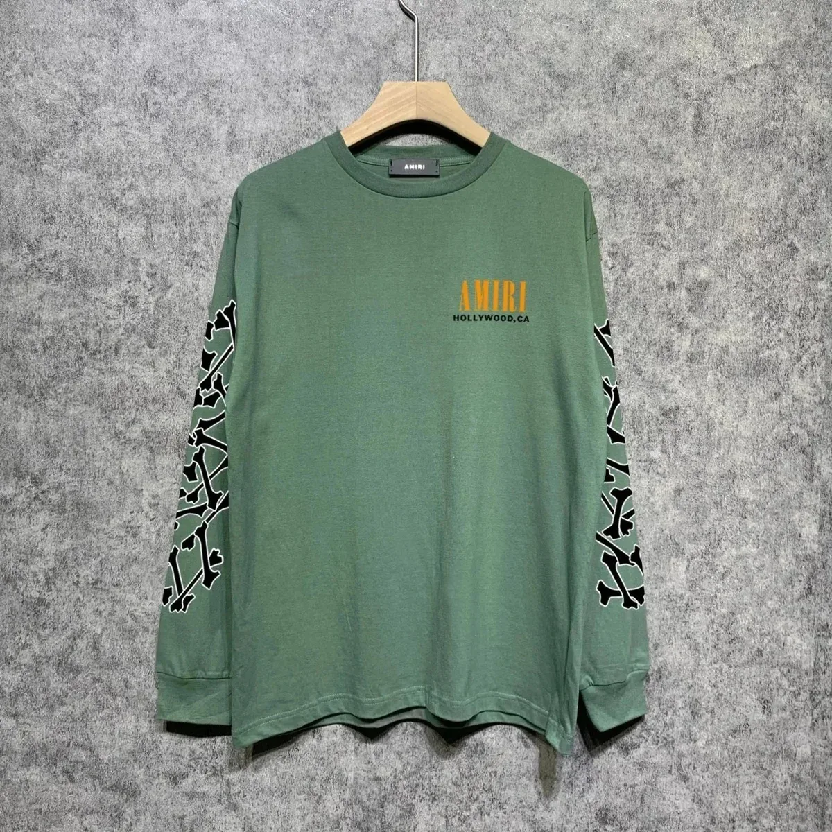 Amiri Amiri Green Bone Print Long Sleeve T-Shirt Green - 1